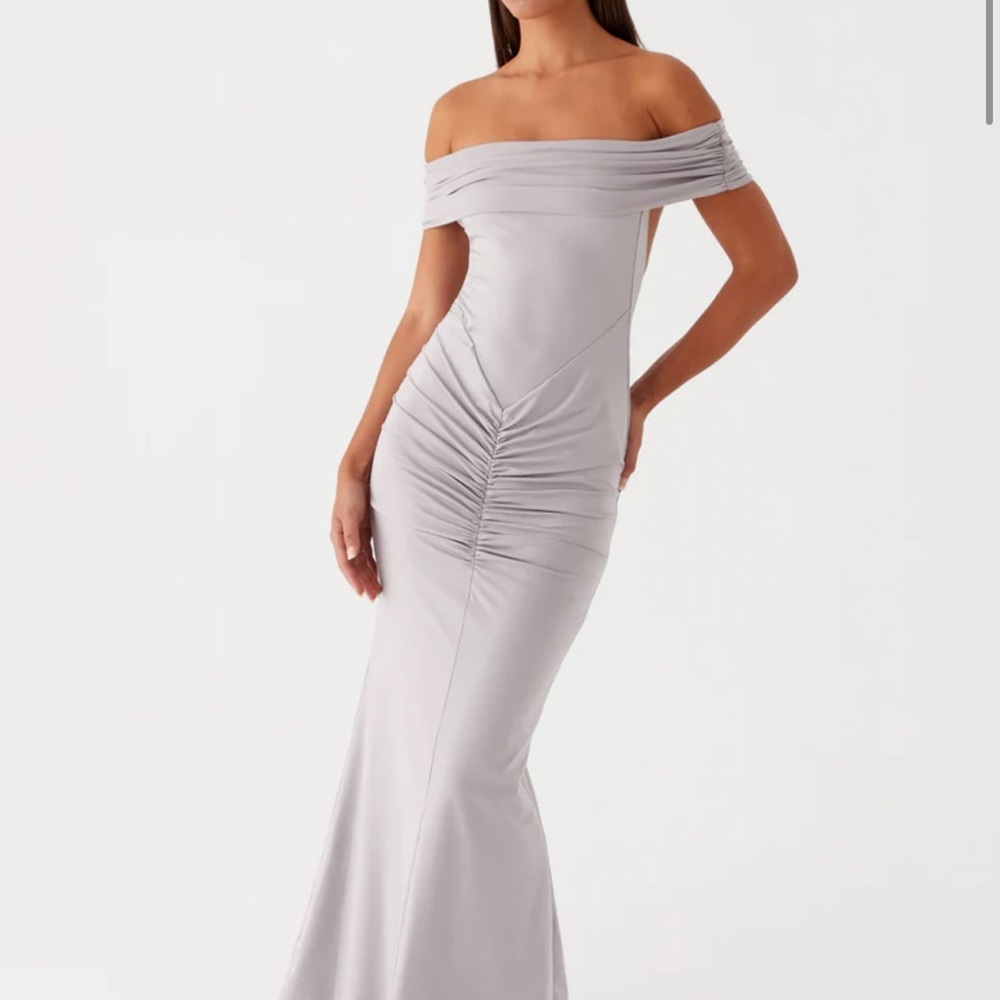 Peppermayo Gray Off-Shoulder Gown for Weddings